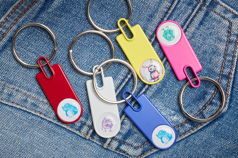 Metallic key rings "Mee" - White