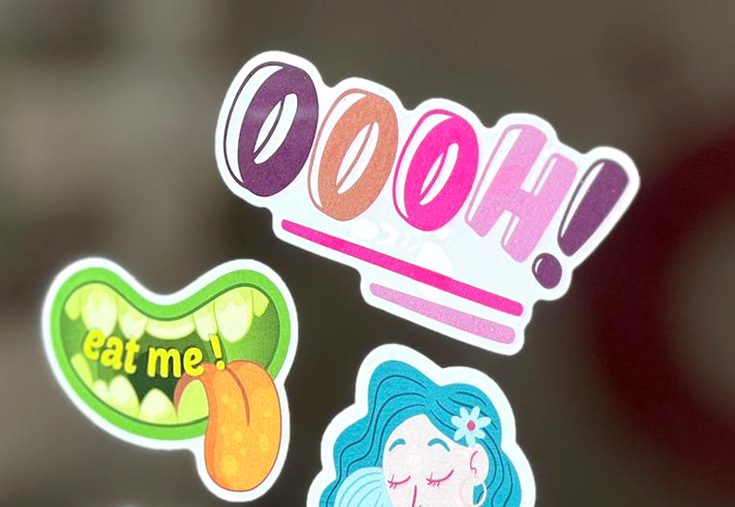 Custom shape Front-facing white vinyl Stickers - Unplasticized Custom